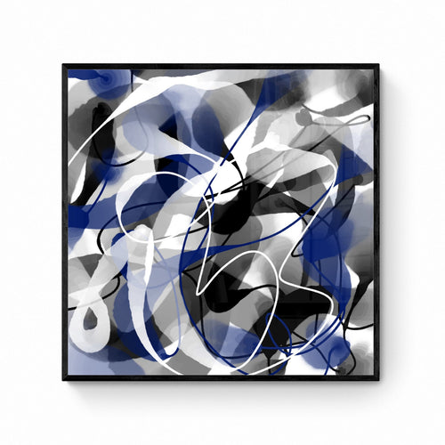 Cuadro abstracto en azules y negro digital