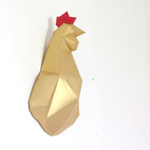 Cargar imagen en el visor de la galería, Gallo de Pared DIY / Papercraft Kit / Rompecabezas 3D - Metalizado
