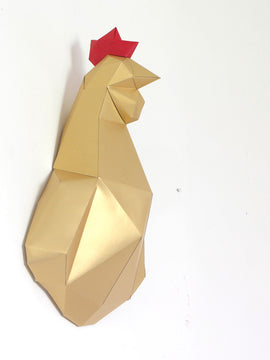 Gallo de Pared DIY / Papercraft Kit / Rompecabezas 3D - Metalizado