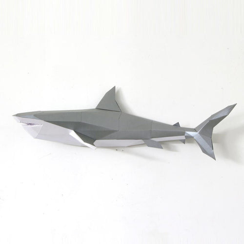 tiburon de papel para armar - decoracion para la pared